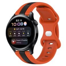 Per Huawei Watch 3 Cinturino in silicone bicolore con fibbia a farfalla da 20 mm (arancione + nero)