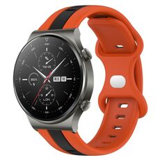 Per cinturino in silicone bicolore con fibbia a farfalla da 20 mm per Huawei GT2 Pro (arancione + nero)