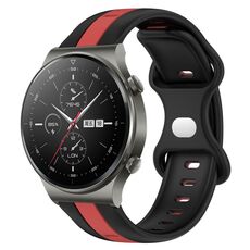 Per cinturino in silicone bicolore con fibbia a farfalla da 20 mm Huawei GT2 Pro (nero + rosso)