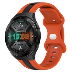 Per Huawei Watch GT 2E Cinturino in silicone bicolore con fibbia a farfalla da 20 mm (arancione + nero)