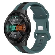 Per Huawei Watch GT 2E Cinturino in silicone bicolore con fibbia a farfalla da 20 mm (verde + nero)