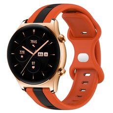 Cinturino per orologio in silicone bicolore con fibbia a farfalla da 20 mm per Honor Watch GS 3 (arancione + nero)