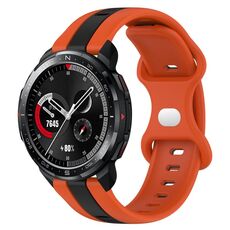 Cinturino per orologio in silicone bicolore con fibbia a farfalla da 20 mm per Honor Watch GS Pro (arancione + nero)