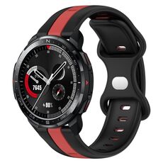 Cinturino per orologio in silicone bicolore con fibbia a farfalla da 20 mm per Honor Watch GS Pro (nero + rosso)