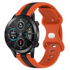 Per Honor Magic Watch 2 46mm 20mm Cinturino in silicone bicolore con fibbia a farfalla (arancione + nero)