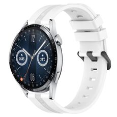 Per Huawei Watch GT3 46mm 22mm Cinturino in silicone a strisce concavo (bianco)