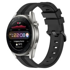 Per Huawei Watch 3 Cinturino in silicone a strisce concave da 22 mm (nero)