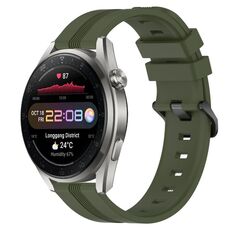 Per Huawei Watch 3 Cinturino in silicone a strisce concave da 22 mm (verde militare)