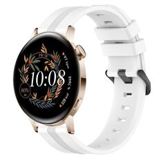 Per Huawei Watch GT3 42mm 20mm cinturino in silicone a strisce concavo (bianco)