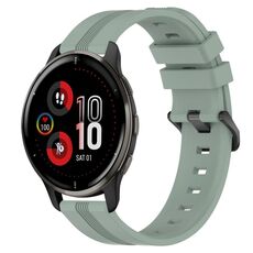 Per cinturino in silicone a strisce concave da 20 mm Garmin Venu 2 Plus (verde grigiastro)