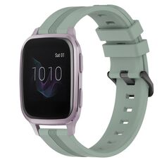 Per Garmin Venu SQ cinturino in silicone a strisce concave da 20 mm (verde grigiastro)