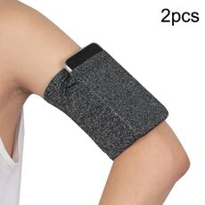 Bracciali elastici sportivi per borsa da braccio per telefono cellulare per fitness all'aperto da 2 pezzi (canapa nera)