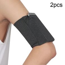 2pcs Outdoor Fitness Borsa da braccio per telefono cellulare Braccialetti elastici sportivi (grigio scuro)