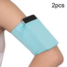 2pcs Outdoor Fitness Mobile Phone Arm Bag Sport Bracciali elastici (azzurro)