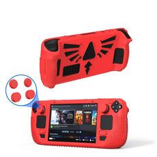 Per Steam Deck V V4-1 Pocket Console Custodia protettiva antiscivolo in silicone con funzione di supporto (rosso)