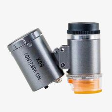 9882 (RD) 60X Mini HD Microscopio ottico per rilevamento banconote con luce LED, colore: argento