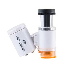 9882 (RD) 60X Mini HD Microscopio ottico per rilevamento banconote con luce LED, colore: bianco