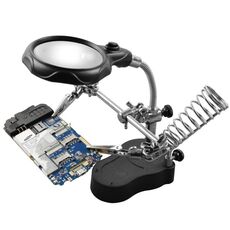 16126-A 3.5X / 12X Lente d'ingrandimento per riparazione orologi con supporto luminoso a LED con clip ausiliaria