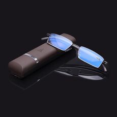Occhiali da presbite leggeri anti-blu Occhiali da vista per anziani con custodia, grado: 4.00 (marrone)