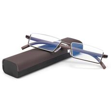 Occhiali trasparenti per anziani TR90 con custodia portatile Occhiali da presbite leggeri, grado: +1,50 (marrone)