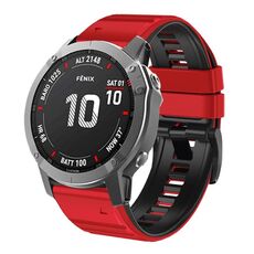 Per Garmin Fenix 7/6/5 cinturino in silicone bicolore da 22 mm (rosso nero)