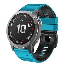 Per cinturino Garmin Fenix 7/6/5 22mm in silicone bicolore (cielo blu + nero)