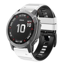Per cinturino in silicone bicolore Garmin Fenix 7X / 6X / 5X 26mm (bianco nero)