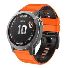 Per cinturino in silicone bicolore Garmin Fenix 7X / 6X / 5X 26mm (arancione nero)