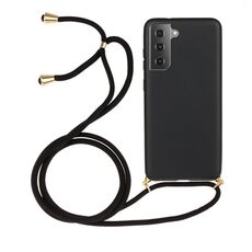 Per Samsung Galaxy S23+ 5G Materiale paglia di grano + custodia protettiva in TPU con cordino (nero)