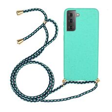 Per Samsung Galaxy S23+ 5G Materiale paglia di grano + Custodia protettiva in TPU con cordino (verde)