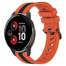 Per cinturino in silicone bicolore verticale da 20 mm Garmin Venu 2 Plus (arancione + nero)