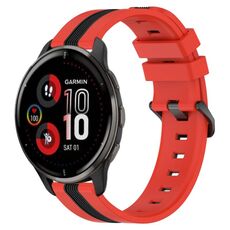 Per cinturino in silicone bicolore verticale da 20 mm Garmin Venu 2 Plus (rosso + nero)