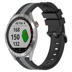 Per Garmin Approach S40 Cinturino in silicone bicolore verticale da 20 mm (nero + grigio)