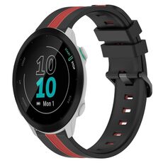 Per Garmin Forerunner 55 Cinturino in silicone bicolore verticale da 20 mm (nero + rosso)