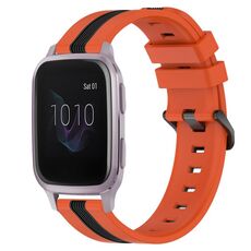Per cinturino in silicone bicolore verticale da 20 mm Garmin Venu SQ (arancione + nero)