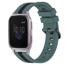 Per cinturino in silicone bicolore verticale da 20 mm Garmin Venu SQ (verde + nero)