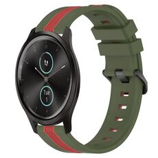 Per Garmin Garminmove Style 20mm Cinturino in silicone bicolore verticale (verde militare + rosso)