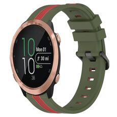 Per Garmin Forerunner 645 Music Cinturino in silicone bicolore verticale da 20 mm (verde militare + rosso)