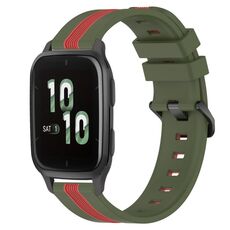 Per cinturino in silicone bicolore verticale da 20 mm Garmin Forerunner Sq2 (verde militare + rosso)