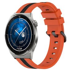 Per Huawei Watch GT3 Pro 43mm 20mm Cinturino in silicone bicolore verticale (arancione + nero)