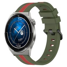 Per Huawei Watch GT3 Pro 43mm 20mm Cinturino in silicone bicolore verticale (verde militare + rosso)