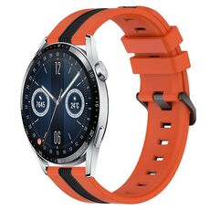 Per Huawei Watch GT3 42mm 20mm Cinturino in silicone bicolore verticale (arancione + nero)