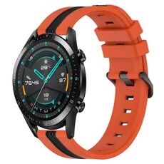 Per Huawei Watch GT2 42mm 20mm Cinturino in silicone bicolore verticale (arancione + nero)