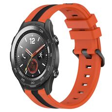 Per Huawei Watch 2 Cinturino in silicone bicolore verticale da 20 mm (arancione + nero)