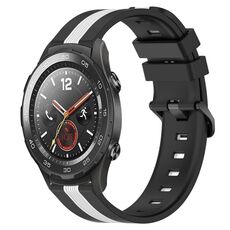 Per Huawei Watch 2 Cinturino in silicone bicolore verticale da 20 mm (nero + bianco)