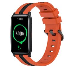 For Honor Watch ES 20mm Cinturino in silicone bicolore verticale (arancione + nero)