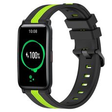 For Honor Watch ES 20mm Cinturino in silicone bicolore verticale (nero + verde lime)