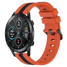 Per Honor Magic Watch2 42mm 20mm Cinturino in silicone bicolore verticale (arancione + nero)