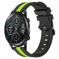 Per Honor Magic Watch2 42mm 20mm Cinturino in silicone bicolore verticale (nero + verde lime)