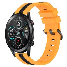 Per Honor Magic Watch2 42mm 20mm Cinturino in silicone bicolore verticale (giallo + nero)